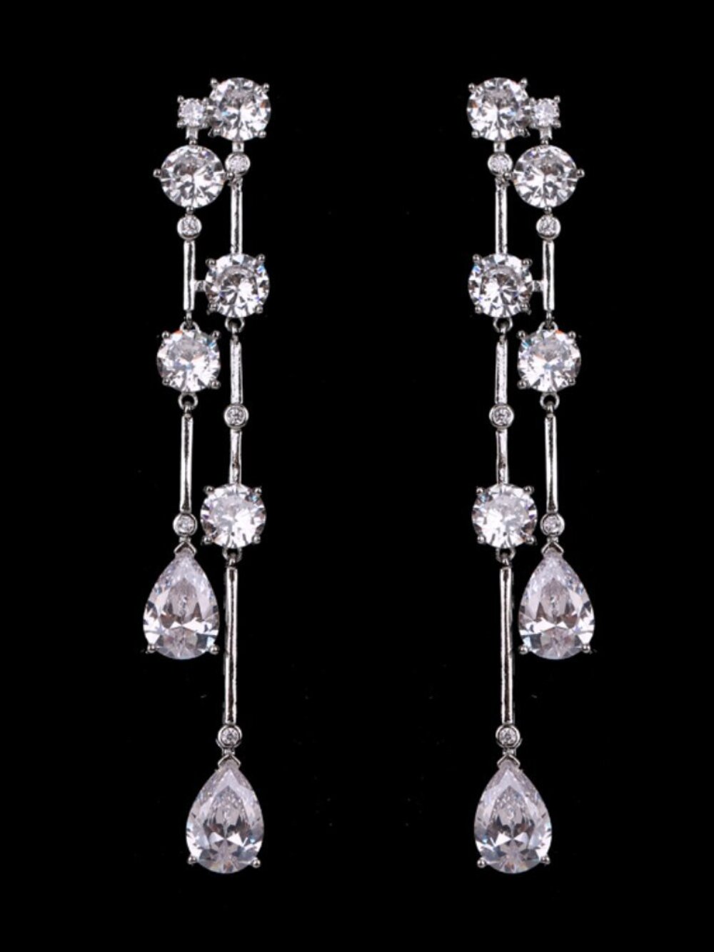 NEW Anthropologie Long Raining Diamond Earrings